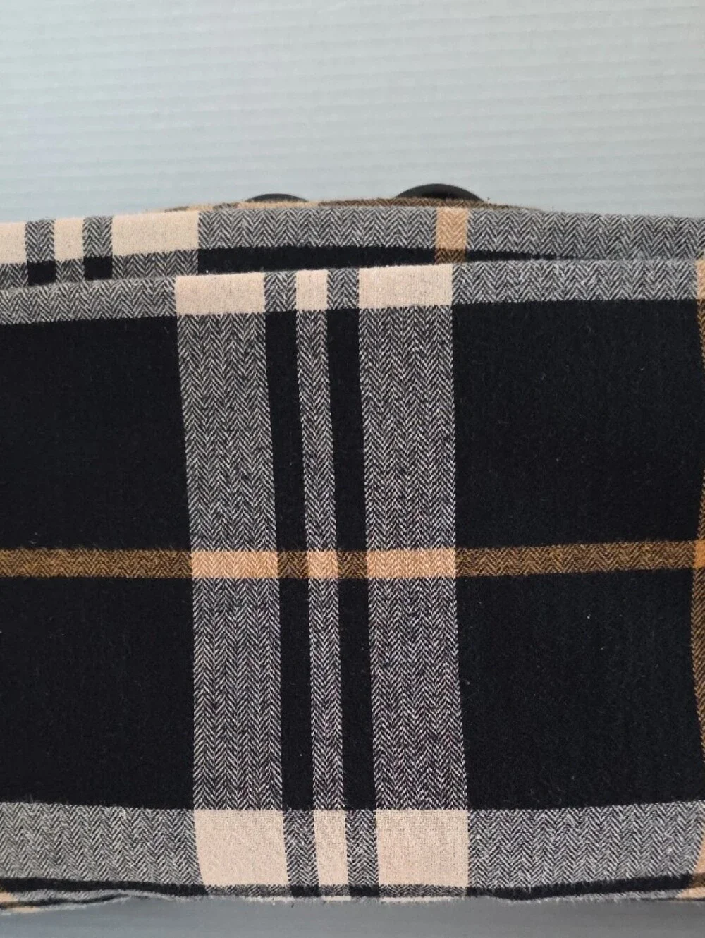 IKEA Strimklover Black, Cream Gold Brown Plaid Flannel Cotton King Duvet Cover